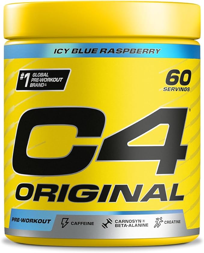 C4 Original Beta Alanine Sports Nutrition Bulk Pre Workout Powder Icy Blue Razz 60 Servings