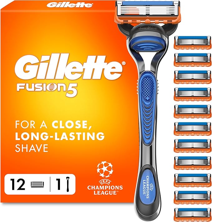 Gillette Fusion5 Razor and Refills for Men - 1 Handle Plus 12 Razor Blades
