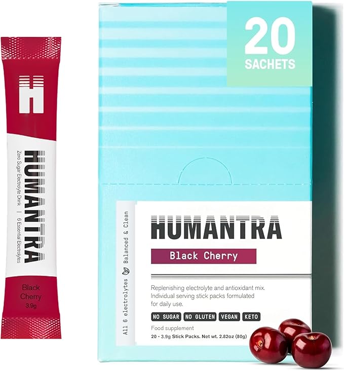 Humantra Electrolytes Powder - Black Cherry Flavor, 20ct
