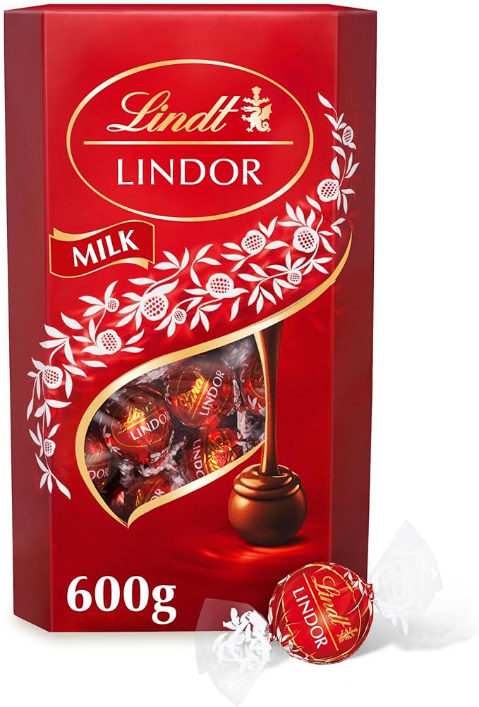 Lindt Lindor Milk Chocolate Truffles – 600g Box (Approx. 48 Balls)