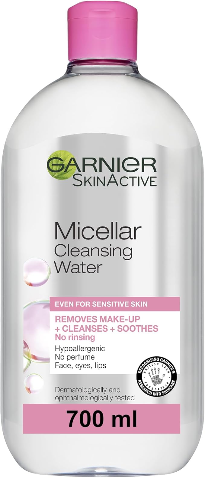 Garnier Micellar Cleansing Water 700ml, Gentle face cleanser & Make up Remover, Suitable For All Skin Types Including Sensitive Skin, Soothing Formula, Dermatologically Tested