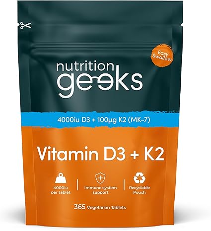 Vitamin D3 4000 iu & Vitamin K2 MK7 100μg 365 Easy-Swallow Vitamin D3 K2 Tablets