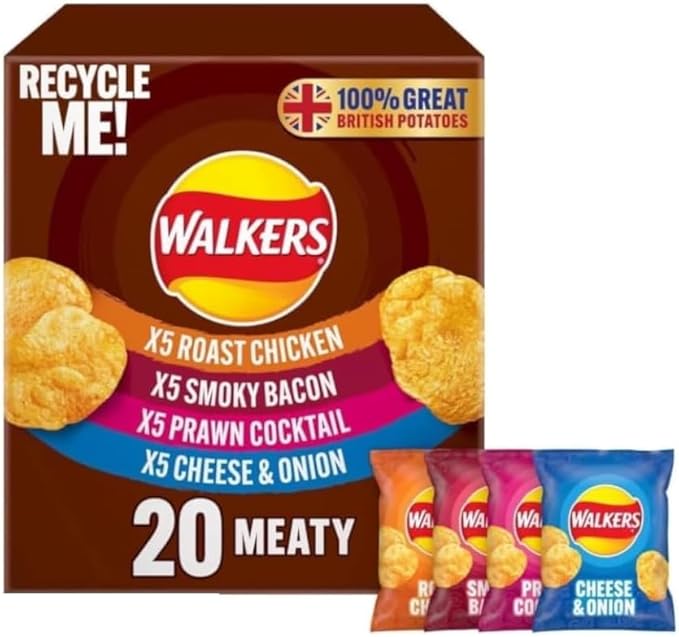 Walkers Meaty Variety Multipack Crisps Box 20x25g