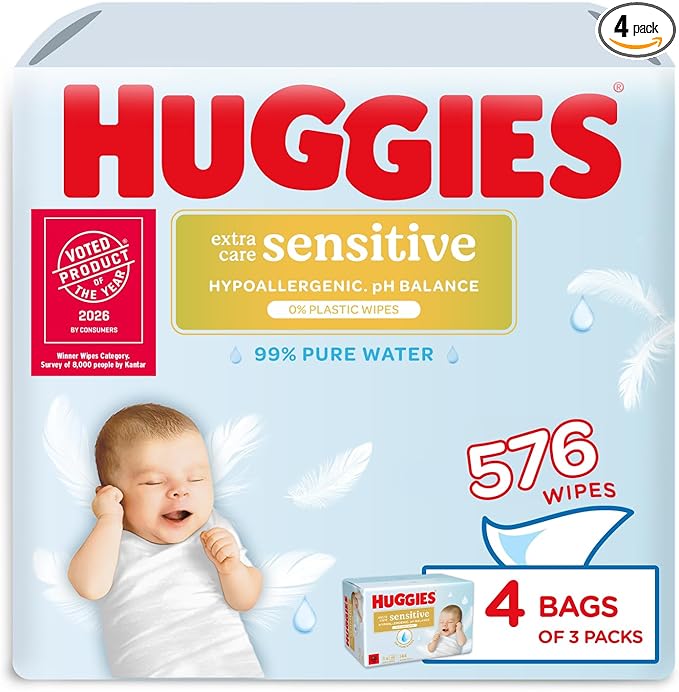 Huggies Extra Care Sensitive Baby Wipes - 12 Pack (576 Wipes)